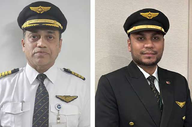 ক্যাপ্টেন মো. আবদুল বাসিত মাহতাব (বাঁয়ে) ও ক্যাপ্টেন সাদাত জামিল। ছবি: সংগৃহীত