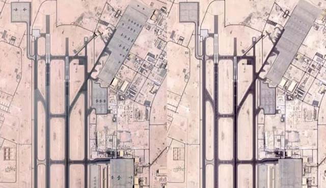  ইরানে আমেরিকার বিমান হামলার আগে কাতারের রাজধানী দোহার অদূরে আল উদেইদ বিমানঘাঁটির রানওয়ে ফাঁকা করে ফেলা হয়। স্যাটেলাইট ছবি সৌজন্য: এএফপি