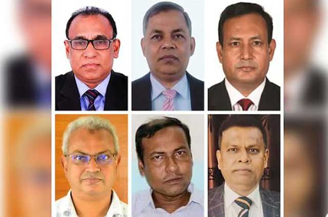 অধ্যাপক ছিদ্দিকুর রহমান খান, অধ্যাপক মো. আল ফোরকান, অধ্যাপক মো. নুরুল ইসলাম, অধ্যাপক মো. মাসউদ, অধ্যাপক রইস উদ্দীন ও অধ্যাপক মো. ফরিদুল ইসলাম। ছবি: সংগৃহীত