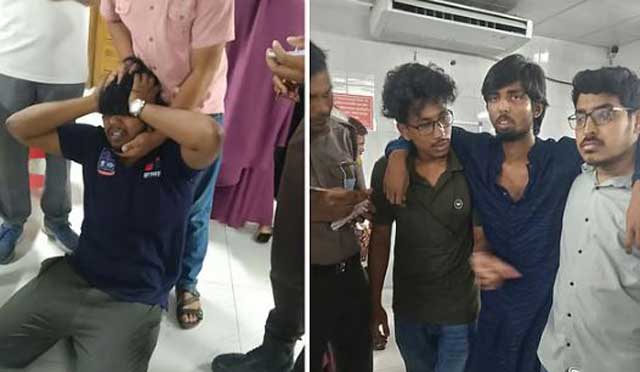 বৃহস্পতিবার রাত সোয়া ৯টার দিকে হামলায় আহত এ বি জুবায়ের ও মুসাদ্দিক আলীকে ঢাকা মেডিকেল কলেজ হাসপাতালে নেওয়া হয়েছে। ছবি: সংগৃহীত