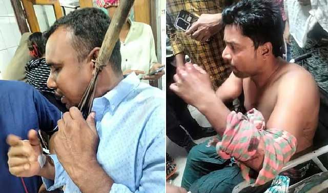 মেঘনার চালিভাঙ্গা ইউনিয়নের নলচর গ্রামে বিএনপির দুই পক্ষের সংঘর্ষে টেঁটাবিদ্ধ দুজন। ছবি: সংগৃহীত
