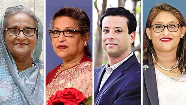 শেখ হাসিনা, শেখ রেহানা, সজীব ওয়াজেদ জয় ও সায়মা ওয়াজেদ পুতুল। ছবি: সংগৃহীত