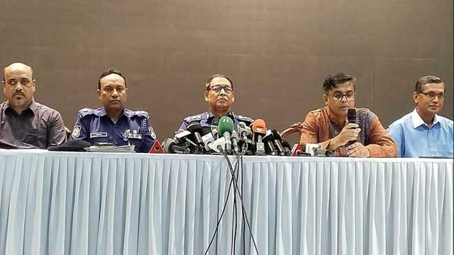 পুলিশ সপ্তাহ উপলক্ষে ফরেন সার্ভিস একাডেমিতে আয়োজিত সংবাদ সম্মেলন। ছবি: সংগৃহীত