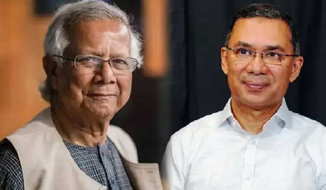 অন্তর্বর্তী সরকারের প্রধান উপদেষ্টা অধ্যাপক প্রফেসর মুহাম্মদ ইউনূস ও বিএনপির ভারপ্রাপ্ত চেয়ারম্যান তারেক রহমান। ছবি: সংগৃহীত