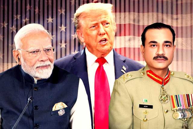 নরেন্দ্র মোদি, ডোনাল্ড ট্রাম্প ও আসিম মুনির। কোলাজ ছবি 