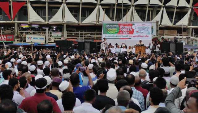 বায়তুল মোকাররম জাতীয় মসজিদের দক্ষিণ ফটকে জামায়াতে ইসলামীর সমাবেশ। ছবি: সংগৃহীত